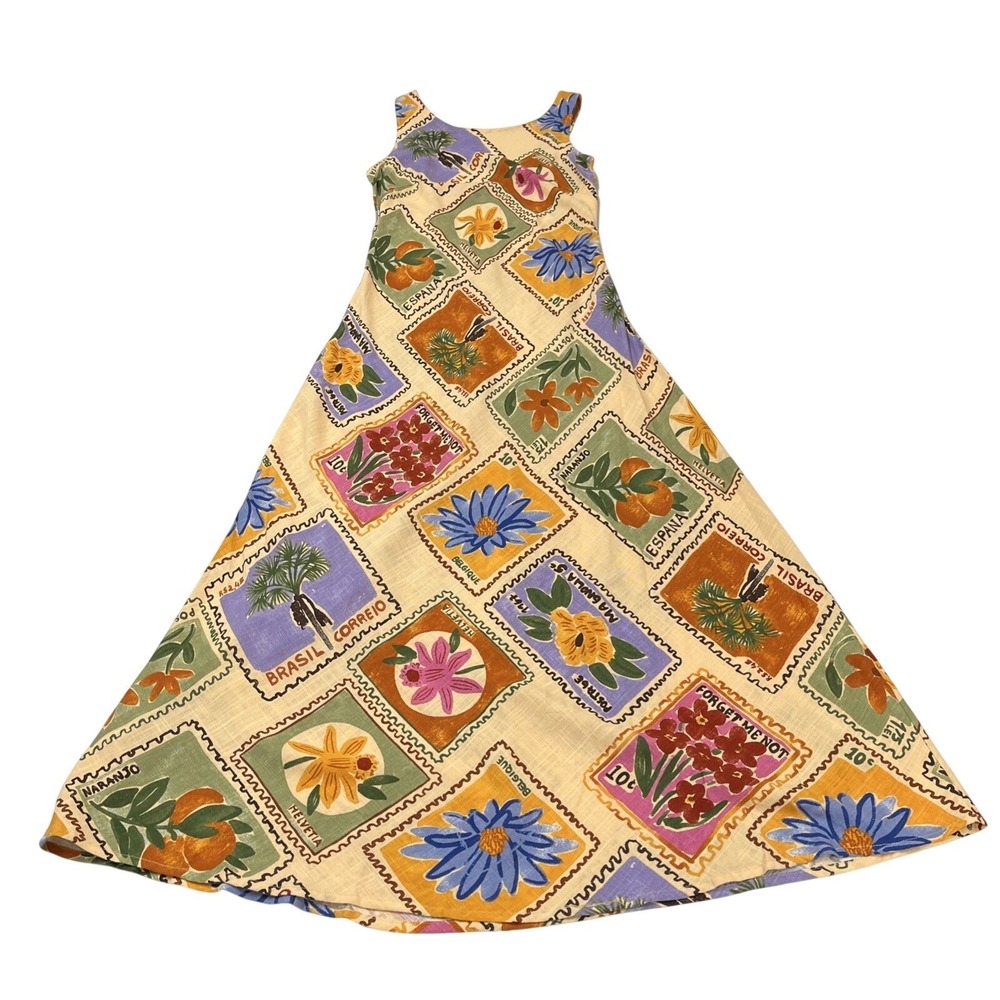 Sleeveless Maxi Dress in Yellow Floral Tile Print - Picture 3 of 16